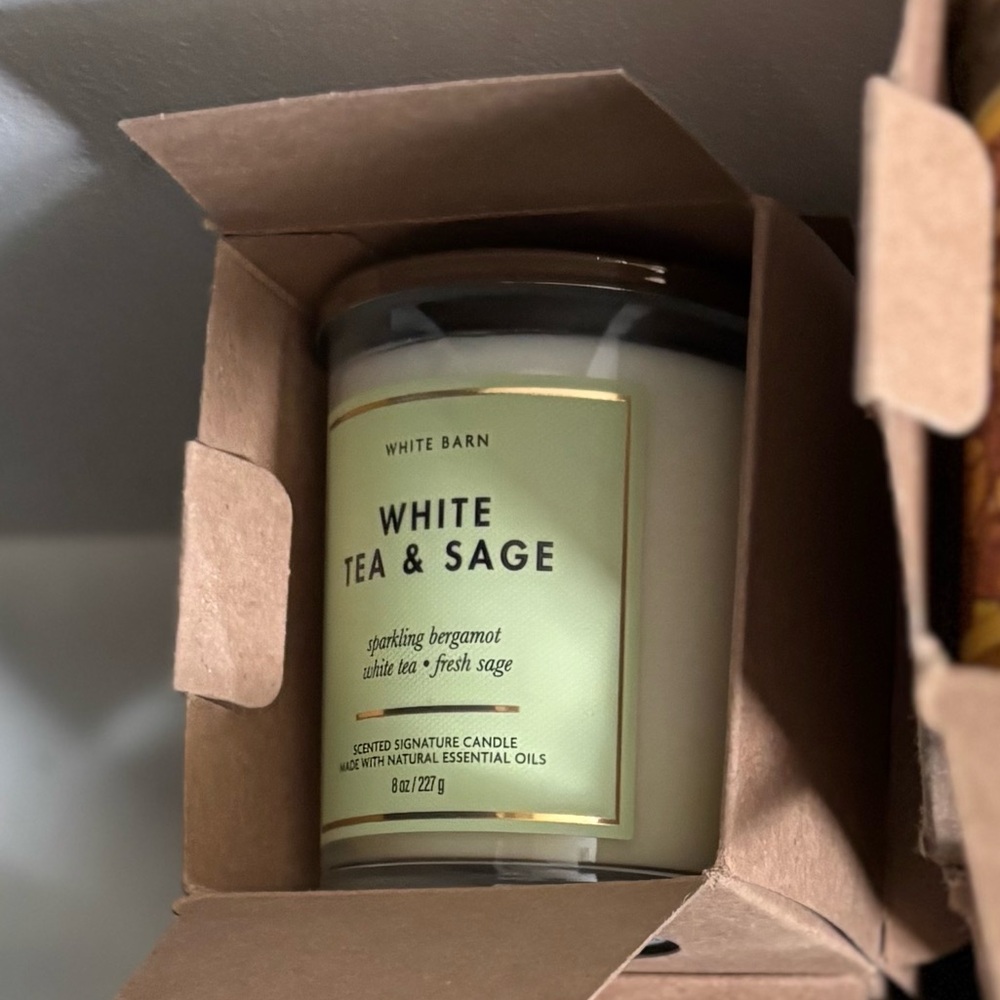TWO (2) BATH & BODY WORKS WHITE TEA & SAGE Single Wick Candle 8 oz / 227 g